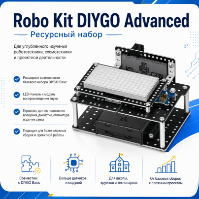 Ресурсный набор электронных компонентов и датчиков для изучения основ схемотехники DIYGO Advanced