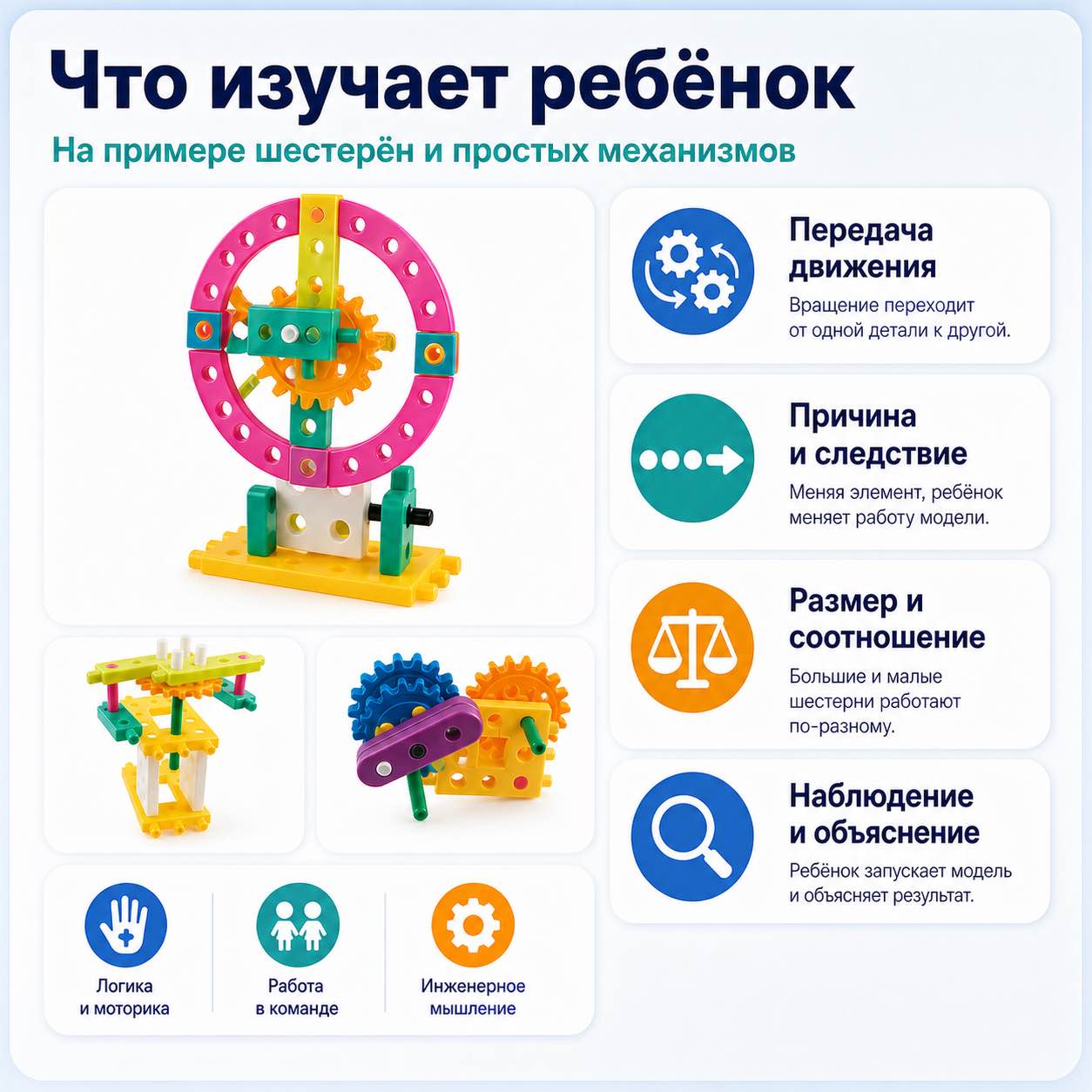 Что изучает ребёнок с набором Шестерни Gigo