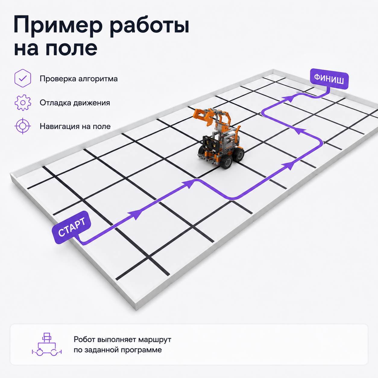 Пример работы робота на поле