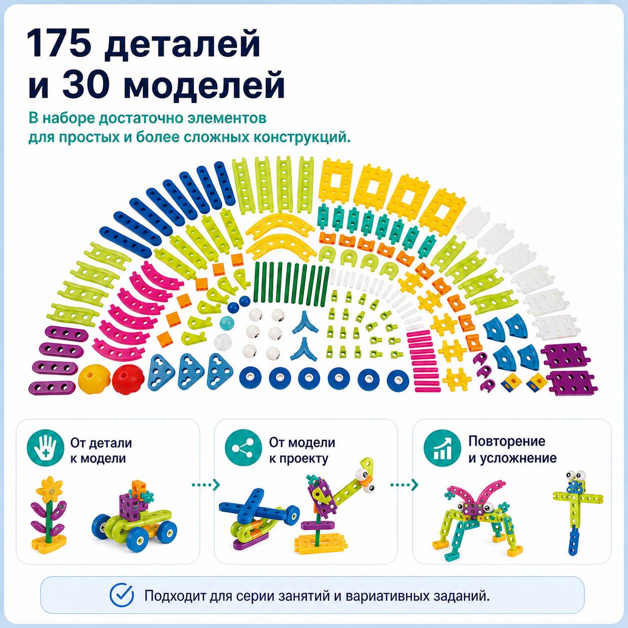 175 деталей и 30 моделей в наборе Трассы Gigo