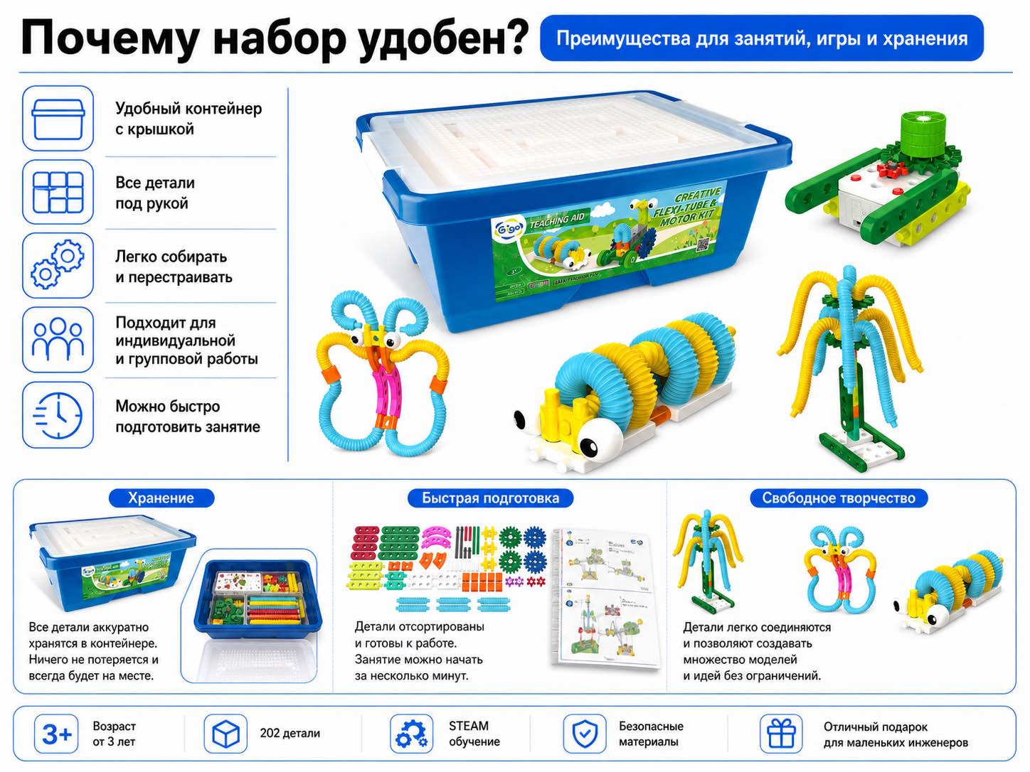 Почему набор Гибкие трубки удобен педагогу