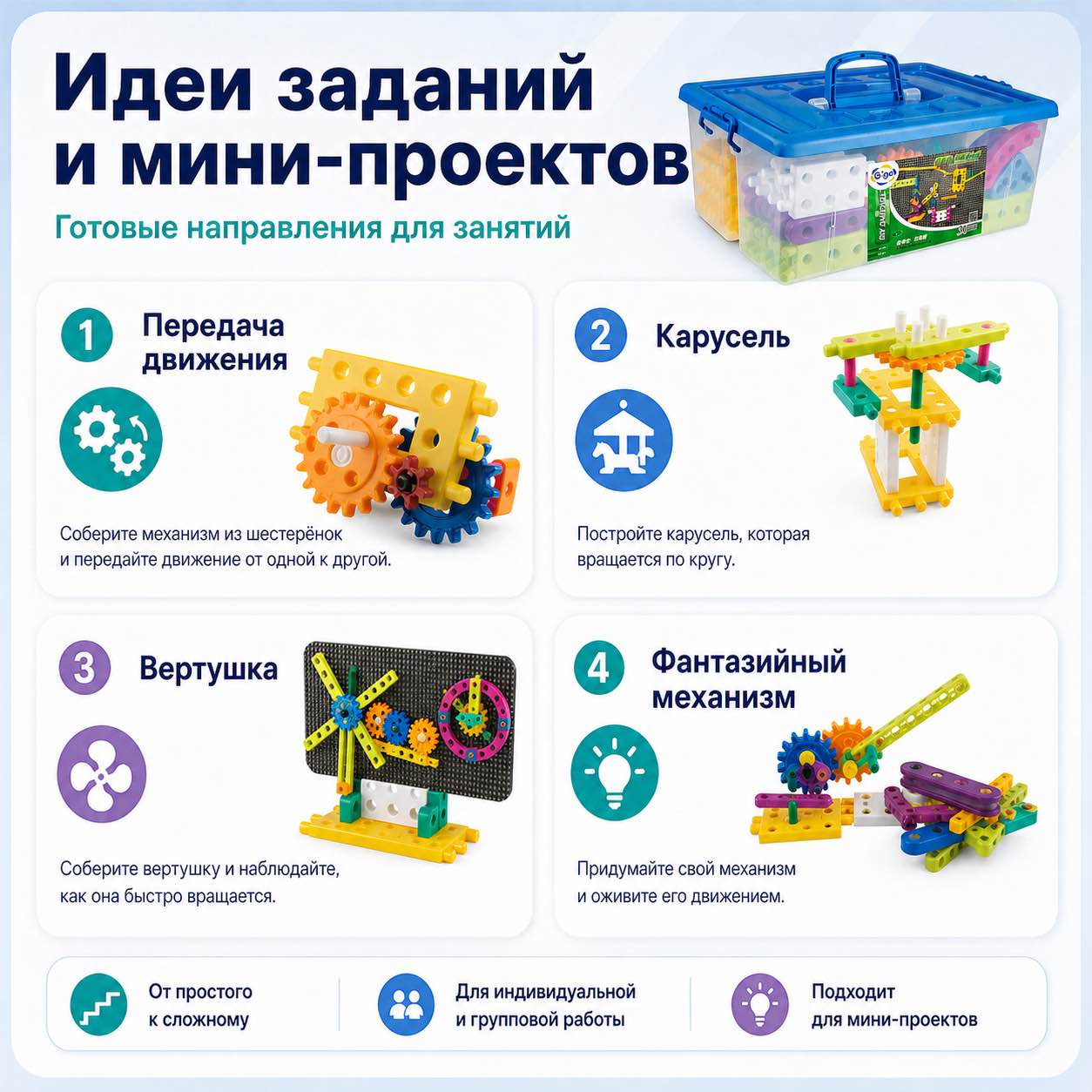 Идеи занятий и мини-проектов с набором Шестерни Gigo